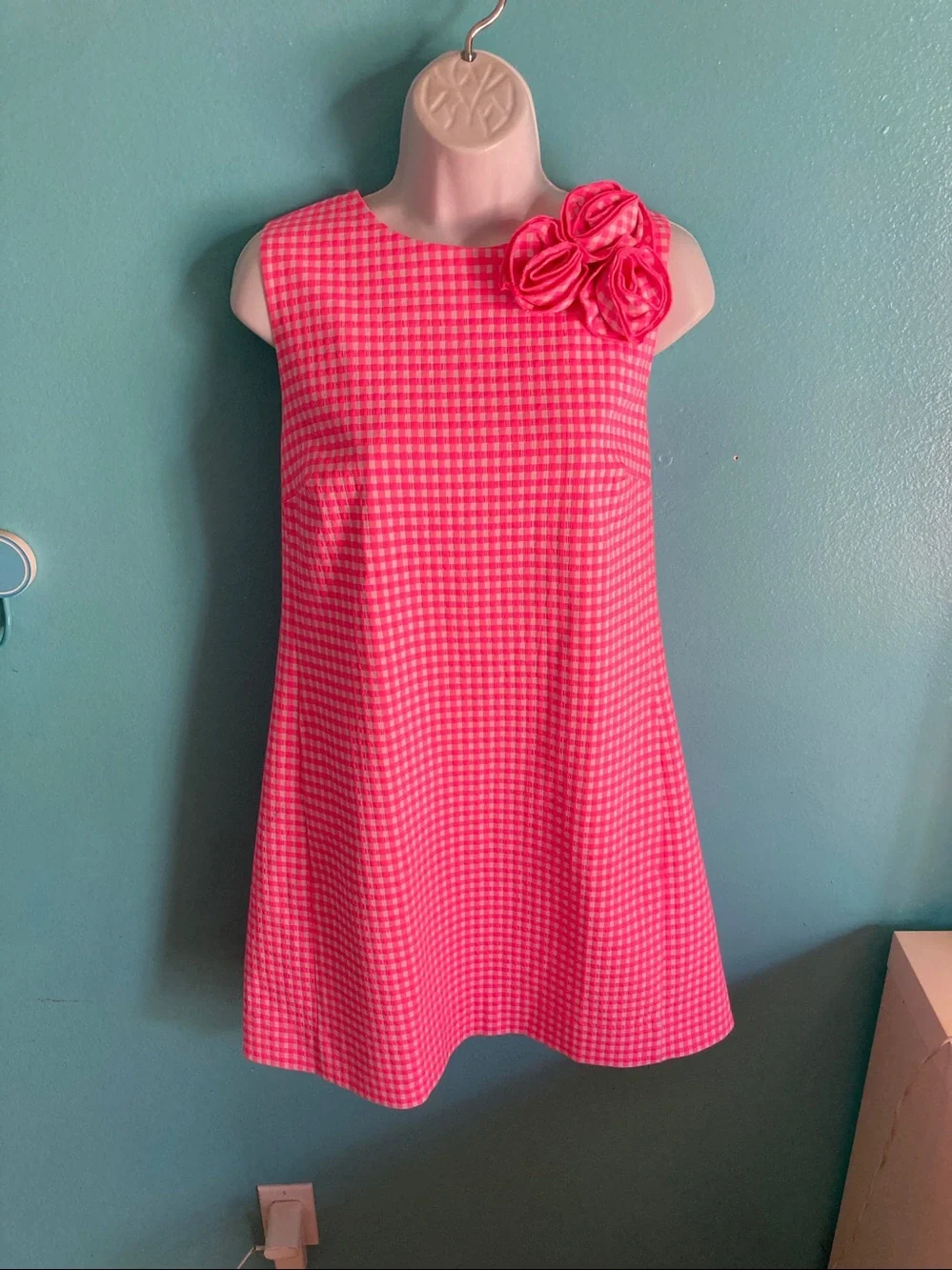Lilly Pulitzer Edita Stretch Shift Size 8 Pink Check Summer Dress - Picture 10 of 16